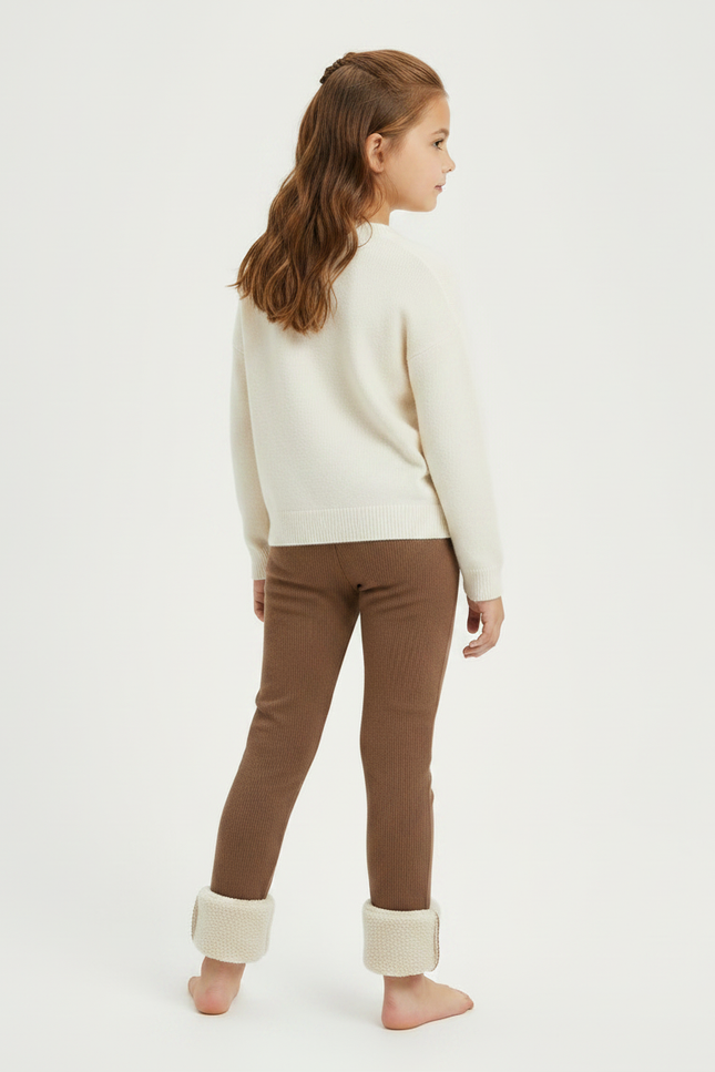 Pantalon Marron Côtelé Doublé Sherpa Chaud Enfants - Cordé - vue 2