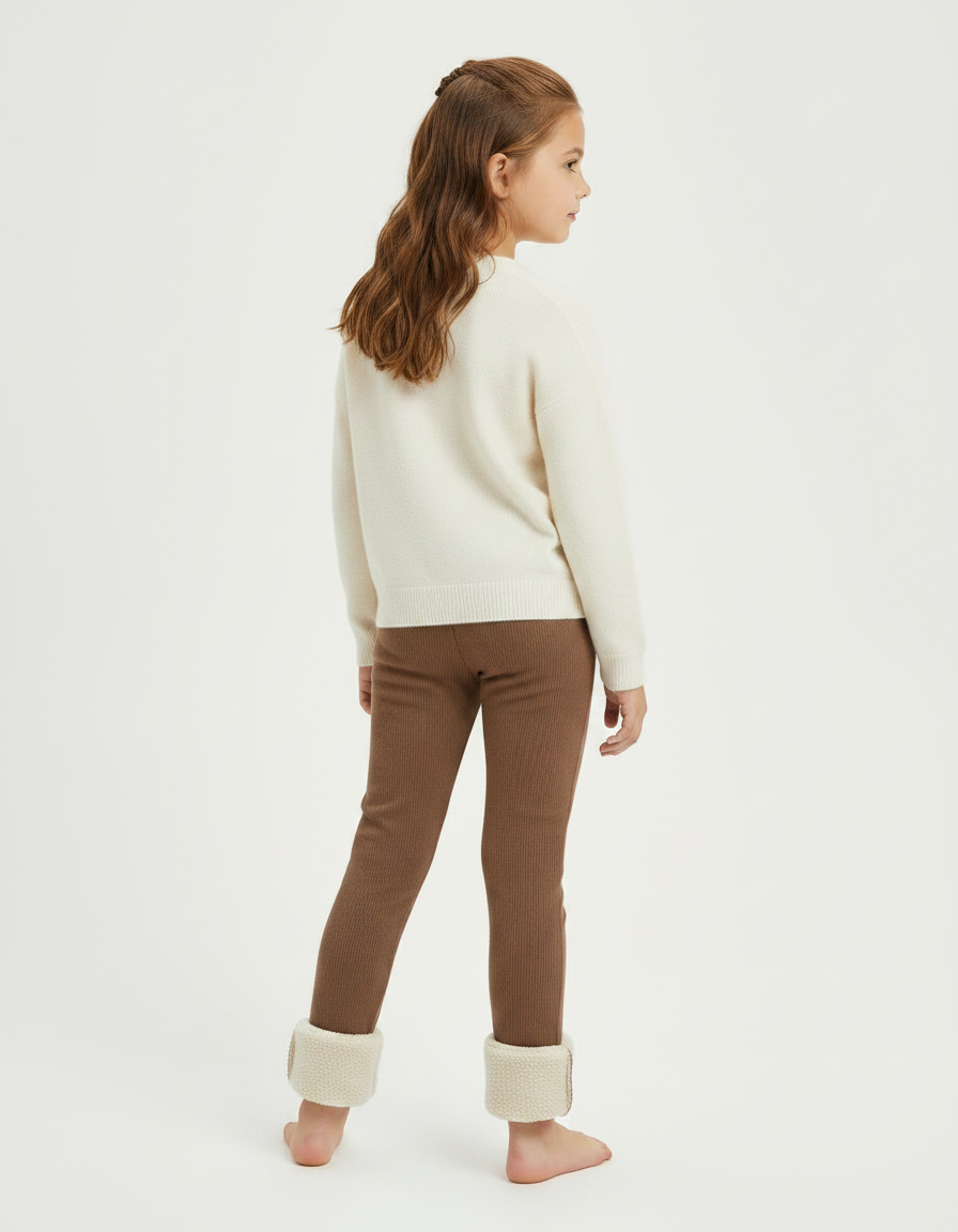 Pantalon Marron Côtelé Doublé Sherpa Chaud Enfants - Cordé - vue 2