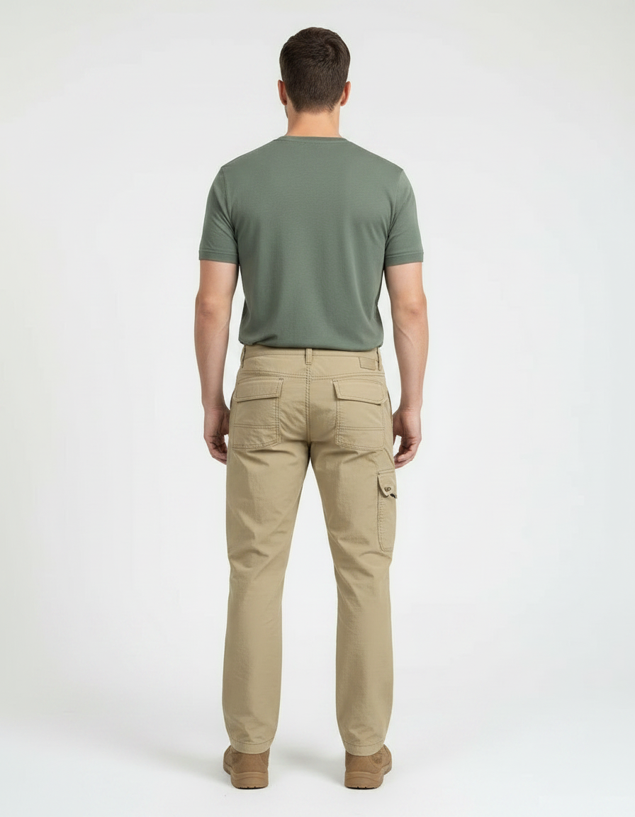 Pantalon Militaire Marron - Kaki Toile - vue 2