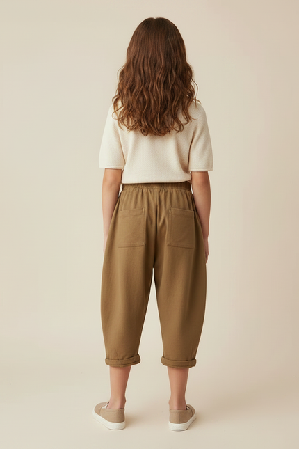 Pantalon Marron Ample Coton Enfant Décontracté - Molleton - vue 2