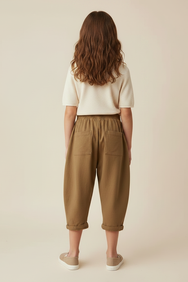 Pantalon Marron Ample Coton Enfant Décontracté - Molleton - vue 2
