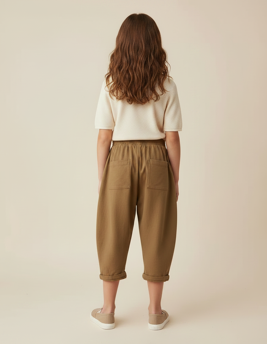 Pantalon Marron Ample Coton Enfant Décontracté - Molleton - vue 2