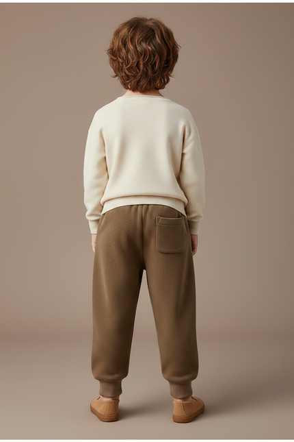 Pantalon Marron Molletonné Ample Cordon Enfant - vue 2