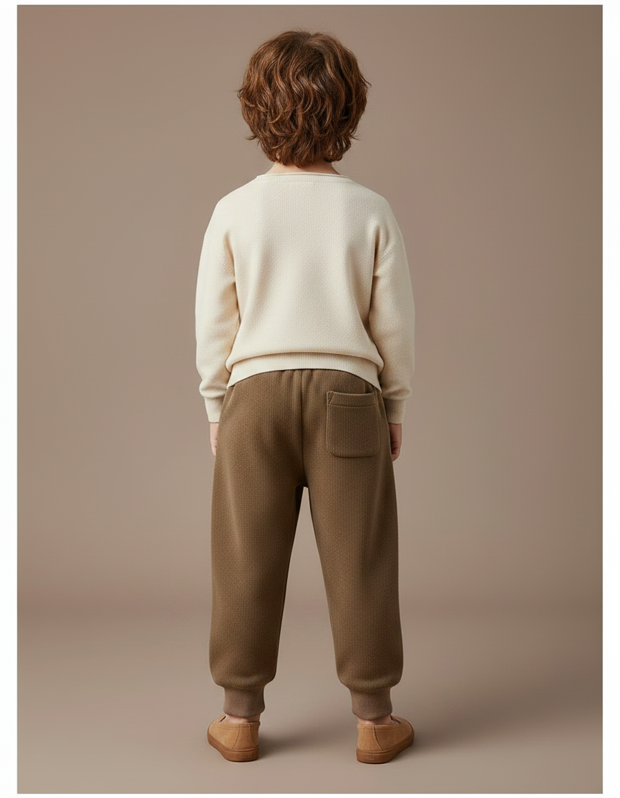 Pantalon Marron Molletonné Ample Cordon Enfant - vue 2