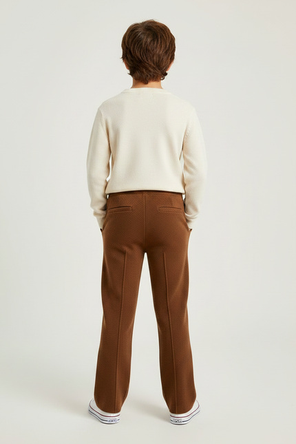 Pantalon Marron Tricoté Épais Confortable Droit Enfant - Maille - vue 2