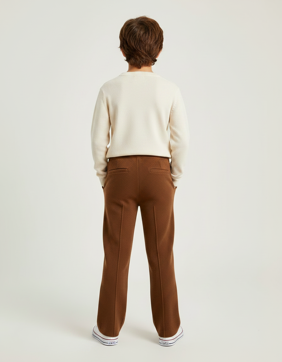 Pantalon Marron Tricoté Épais Confortable Droit Enfant - Maille - vue 2