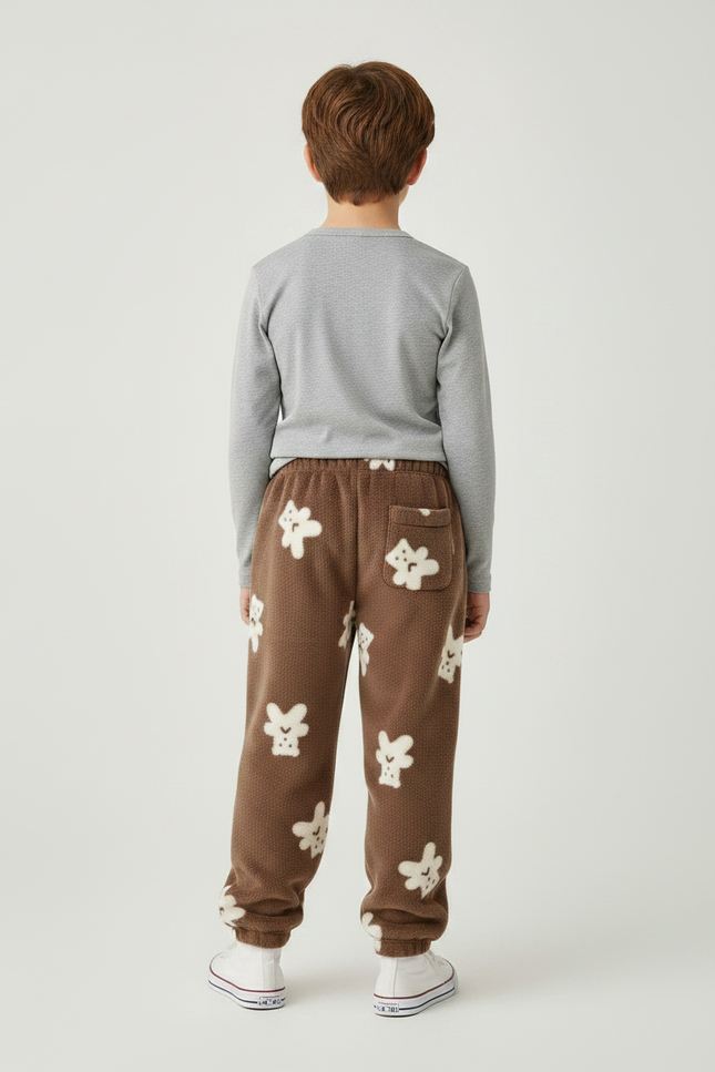 Pantalon Marron Peluche Ours Enfant Doux Confortable - Molleton - vue 2