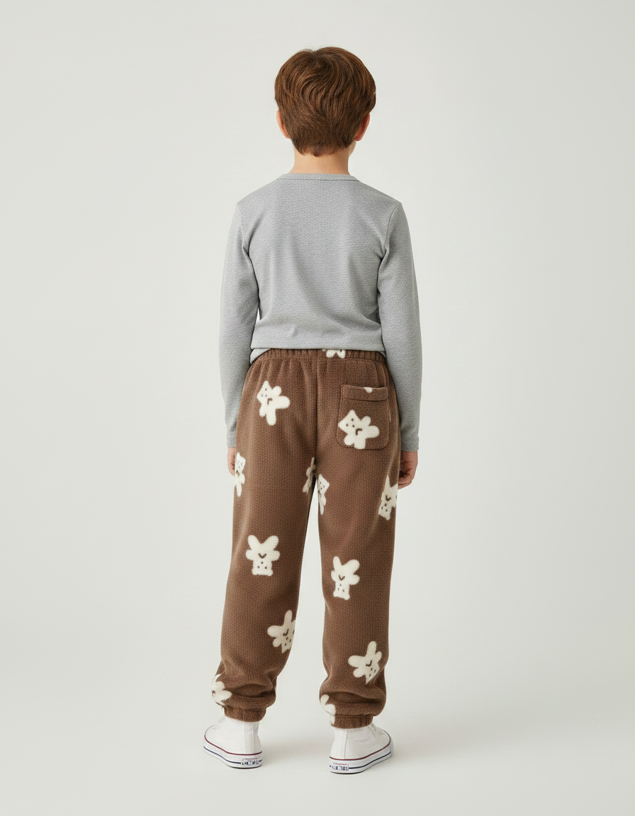 Pantalon Marron Peluche Ours Enfant Doux Confortable - Molleton - vue 2