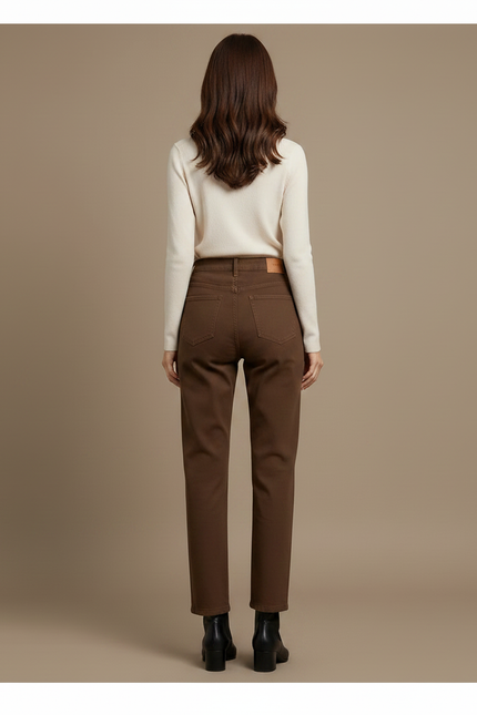 Pantalon Mom Marron - Gabardine - vue 2