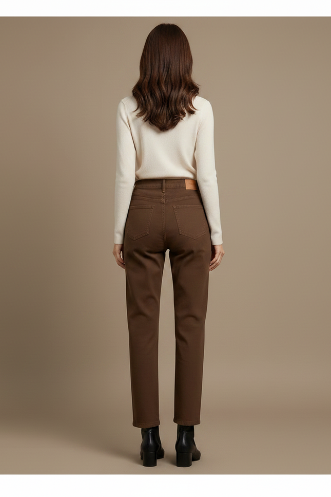 Pantalon Mom Marron - Gabardine - vue 2