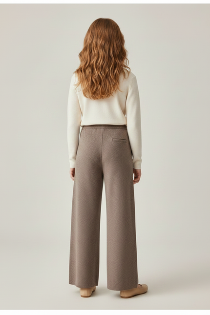 Pantalon Marron Ample Tricoté Décontracté Fille - Maille - vue 2