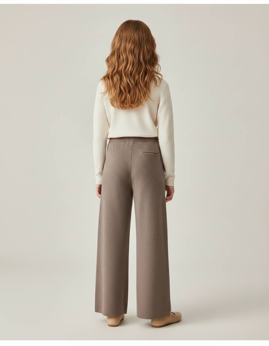 Pantalon Marron Ample Tricoté Décontracté Fille - Maille - vue 2