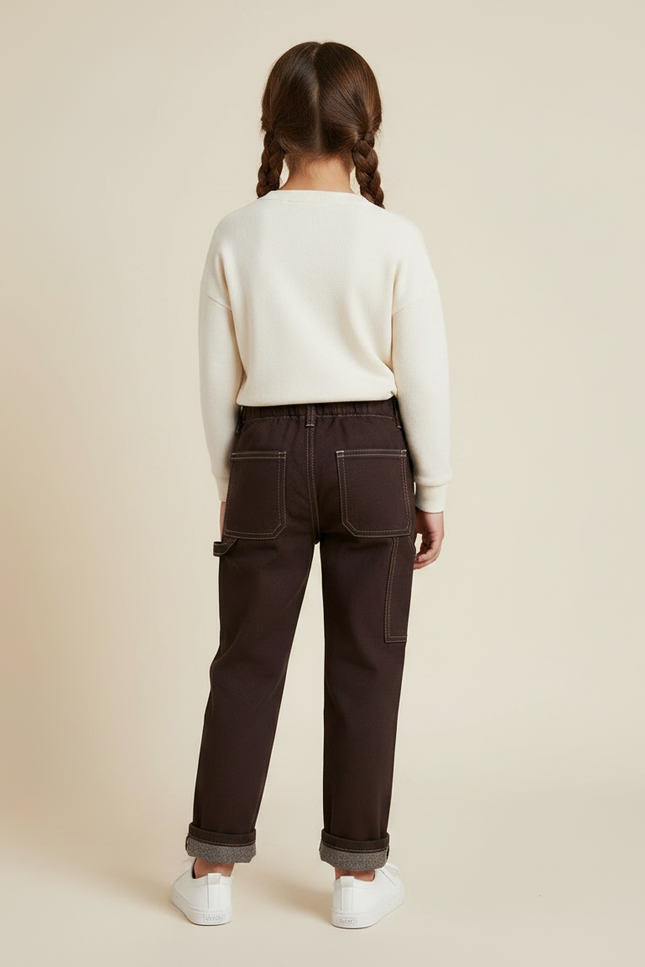 Pantalon Marron Denim Droit Enfant Décontracté Coton - Jean - vue 2