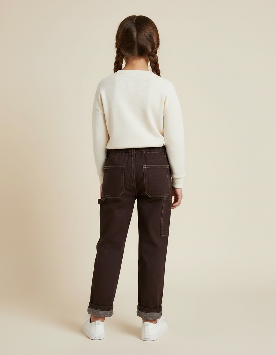 Pantalon Marron Denim Droit Enfant Décontracté Coton - Jean - vue 2