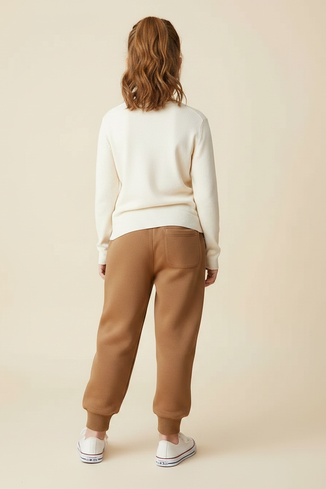 Pantalon Marron Molletonné Confortable Élastique Enfant - vue 2