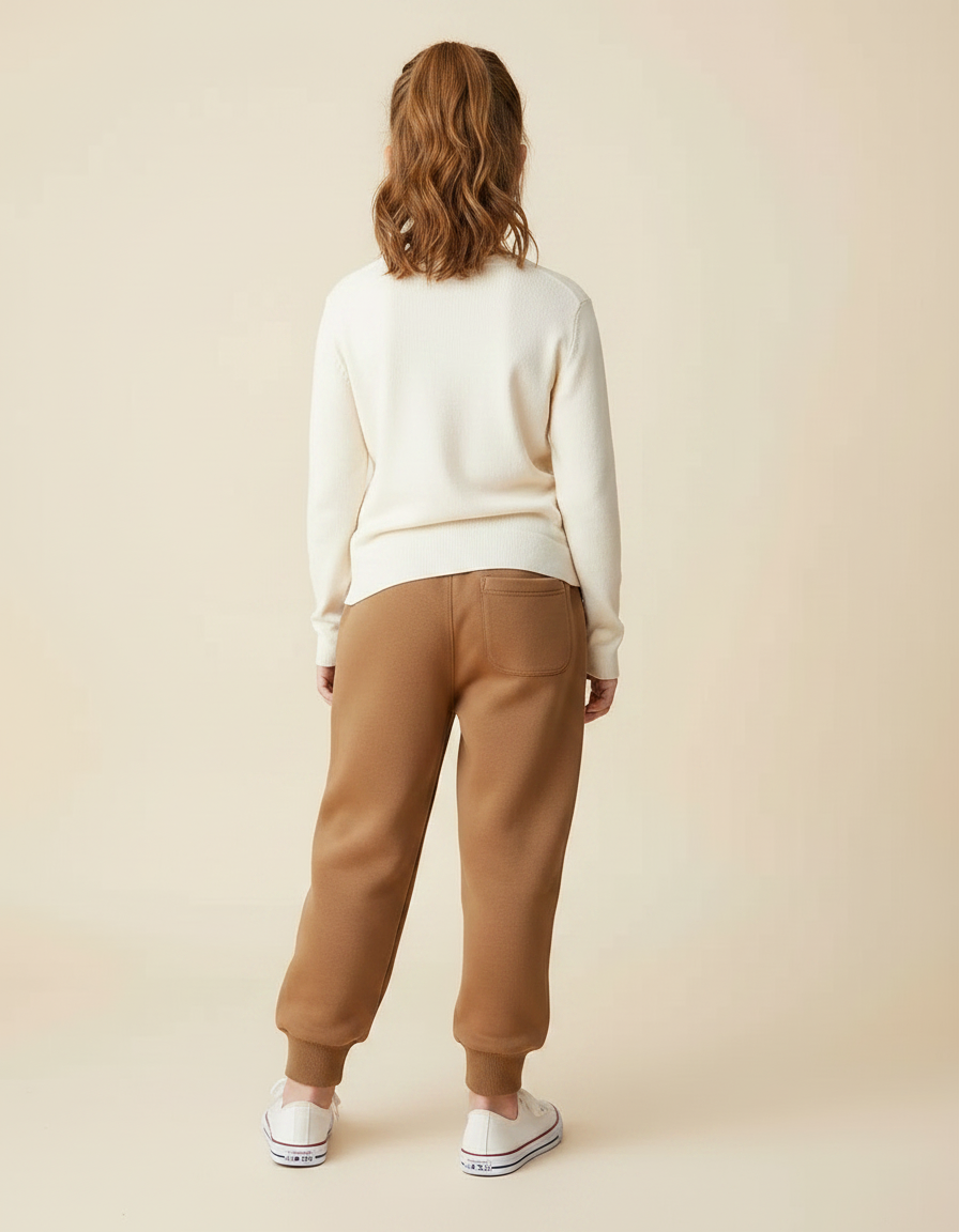 Pantalon Marron Molletonné Confortable Élastique Enfant - vue 2
