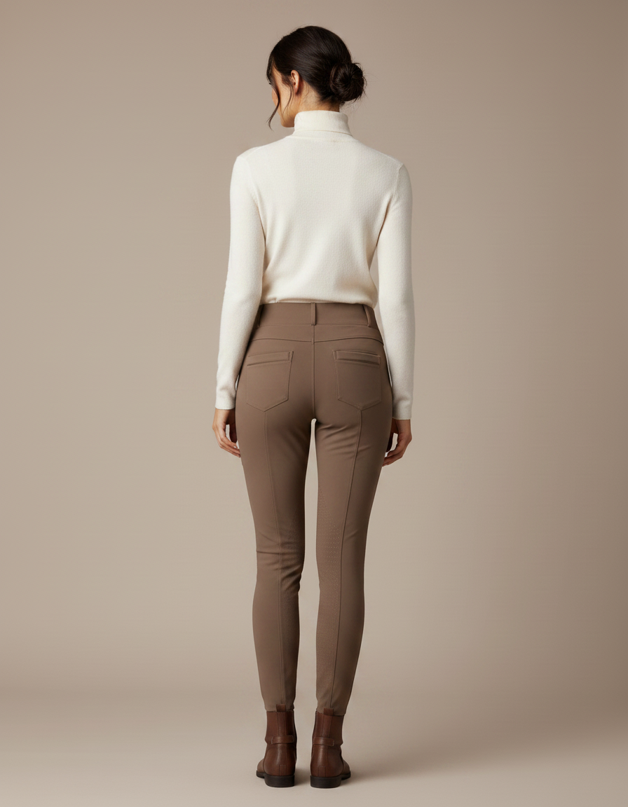 Pantalon Marron Équitation Taille Haute Stretch Femme - Polyester - vue 2