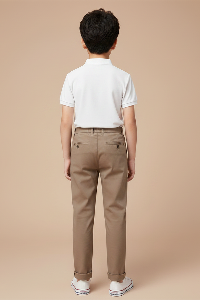 Pantalon Marron Garçon Coton Décontracté Droit - vue 2