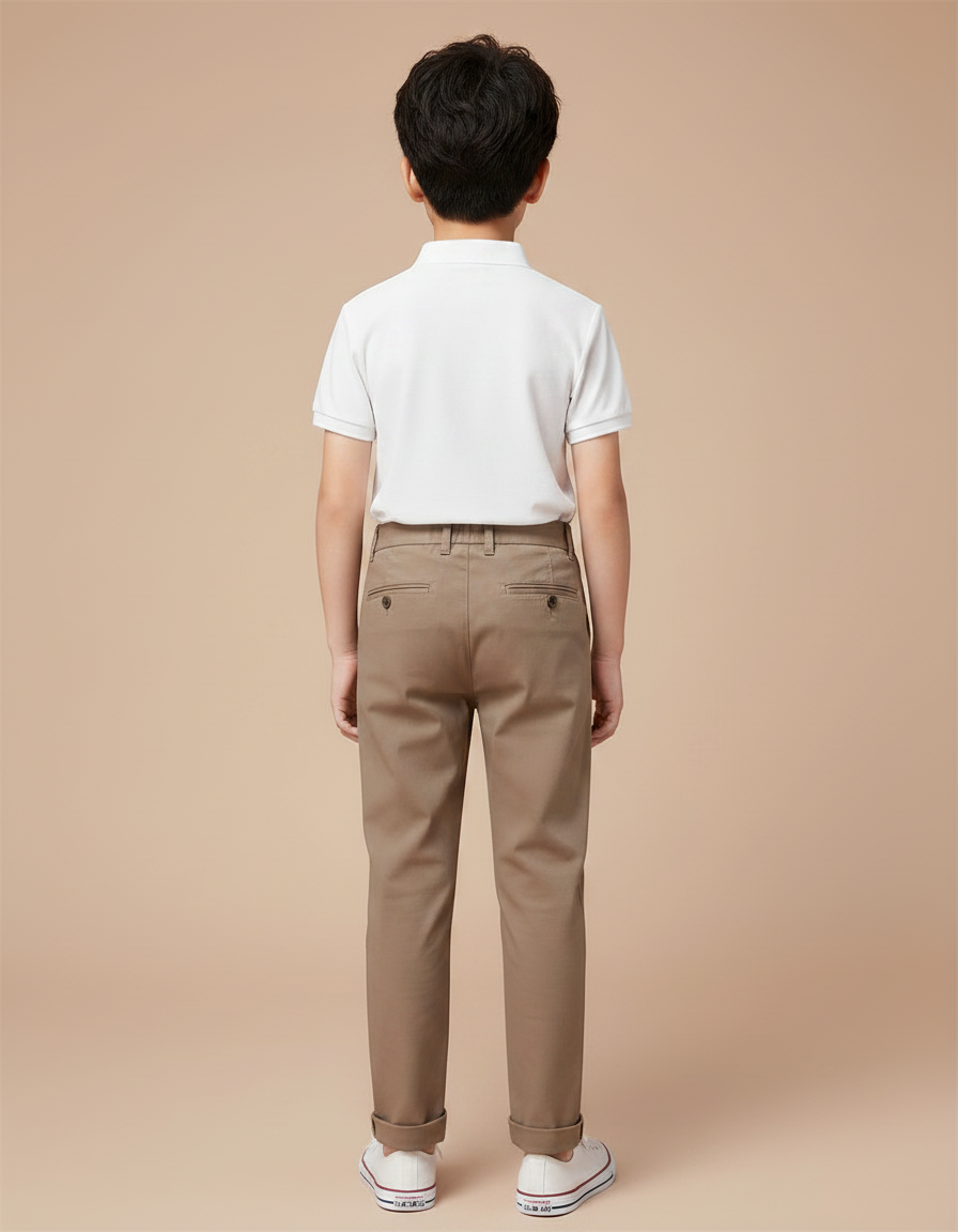 Pantalon Marron Garçon Coton Décontracté Droit - vue 2