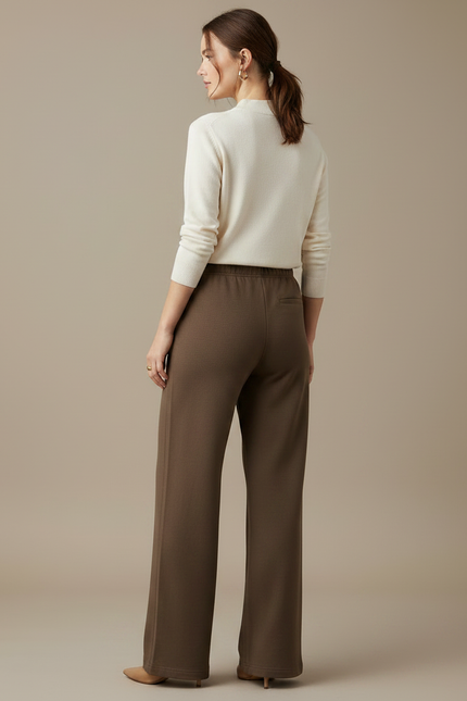 Pantalon Marron Ample Fluide Décontracté Confortable Femme - Molleton - vue 2