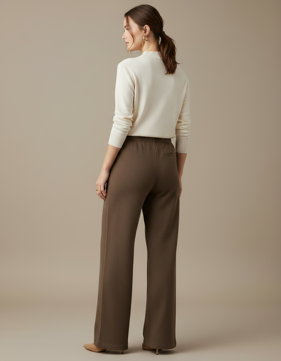 Pantalon Marron Ample Fluide Décontracté Confortable Femme - Molleton - vue 2