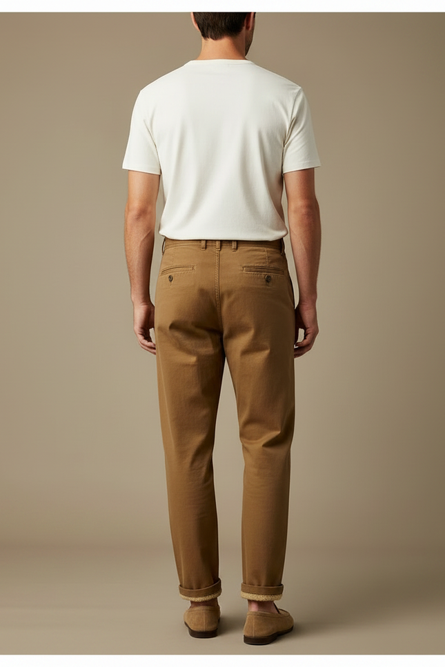 Pantalon Marron Plissé Décontracté Coton Homme - vue 2