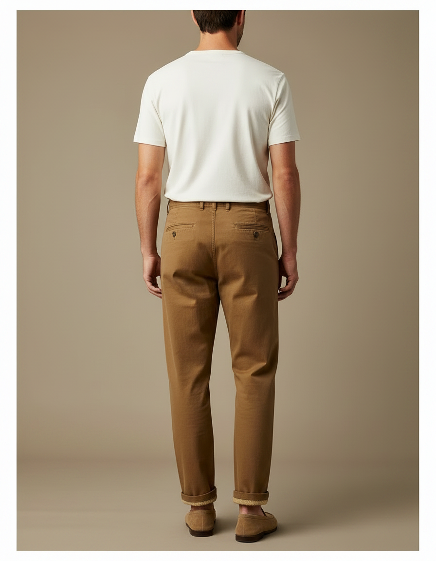 Pantalon Marron Plissé Décontracté Coton Homme - vue 2