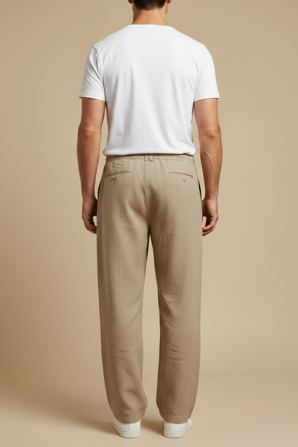 Pantalon Marron F583 - Lin - vue 2