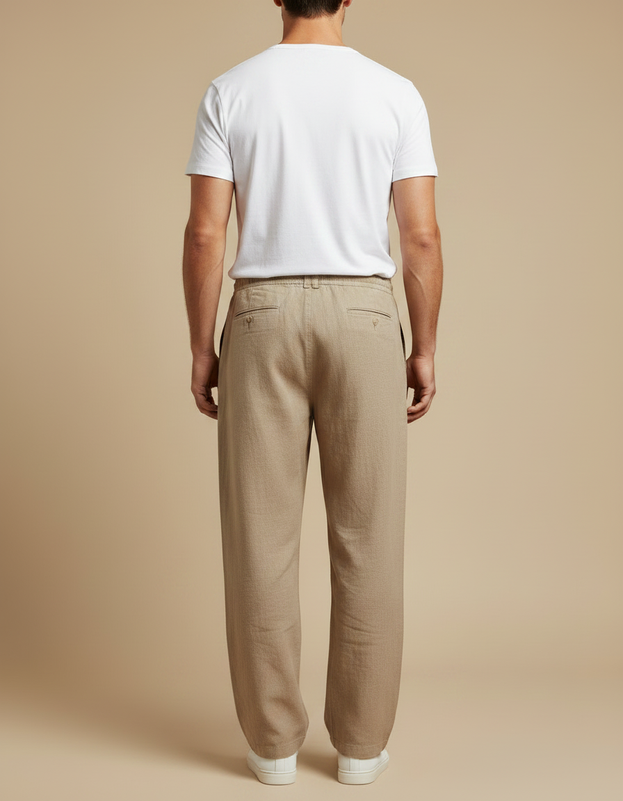 Pantalon Marron F583 - Lin - vue 2