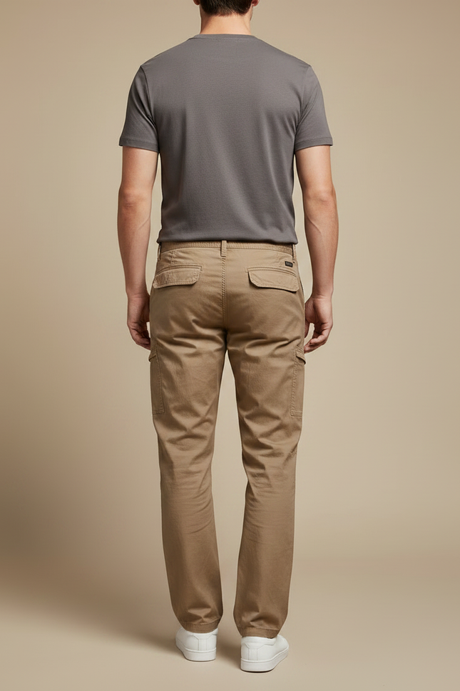 Pantalon Marron Cargo Coton Droit Décontracté Homme - Kaki - vue 2