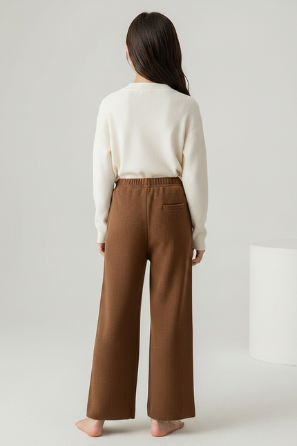 Pantalon Marron Ample Maille Confortable Enfant - vue 2