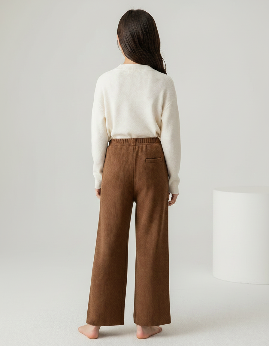 Pantalon Marron Ample Maille Confortable Enfant - vue 2