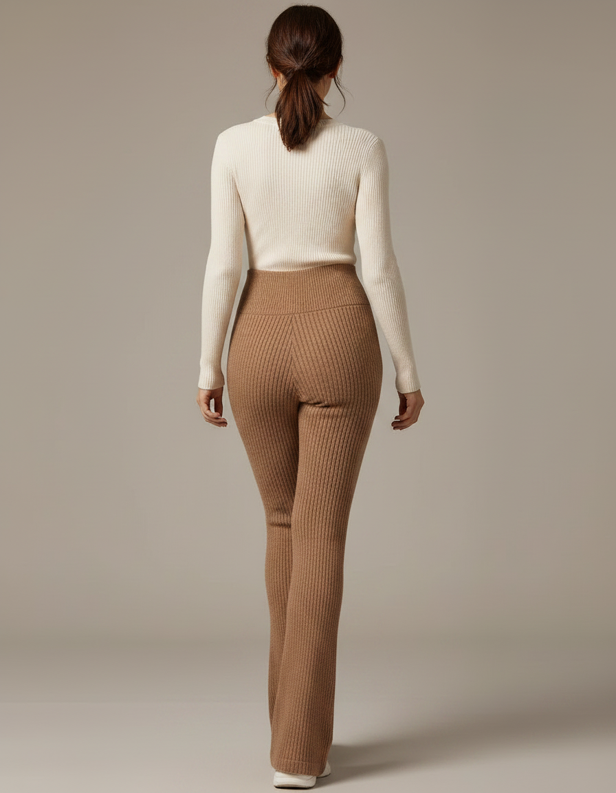 Pantalon En Laine Marron - vue 2