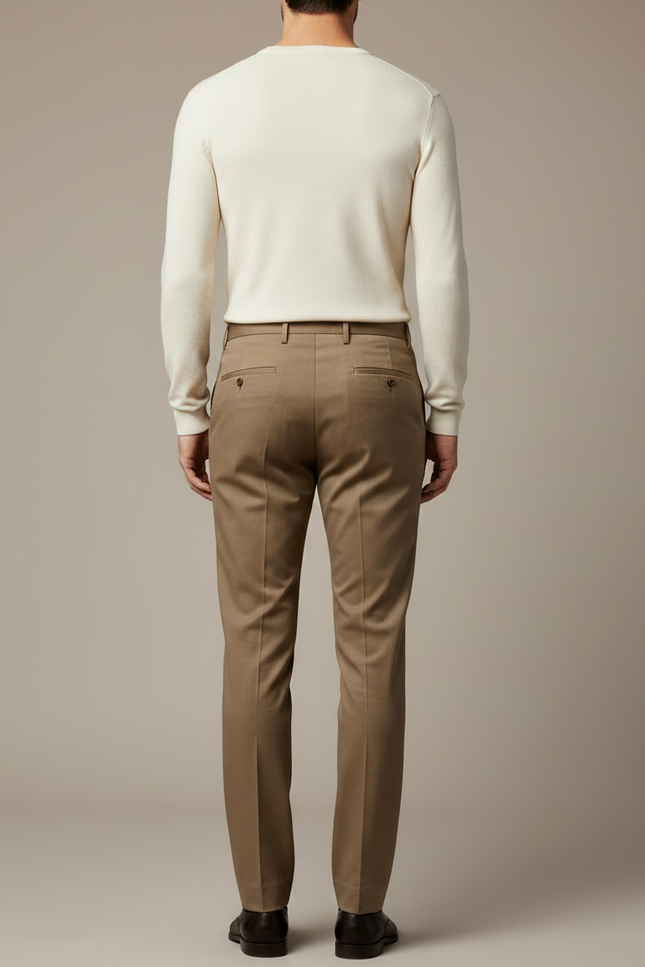 Pantalon Marron Homme Droit Élégant Classique Business - Gabardine - vue 2