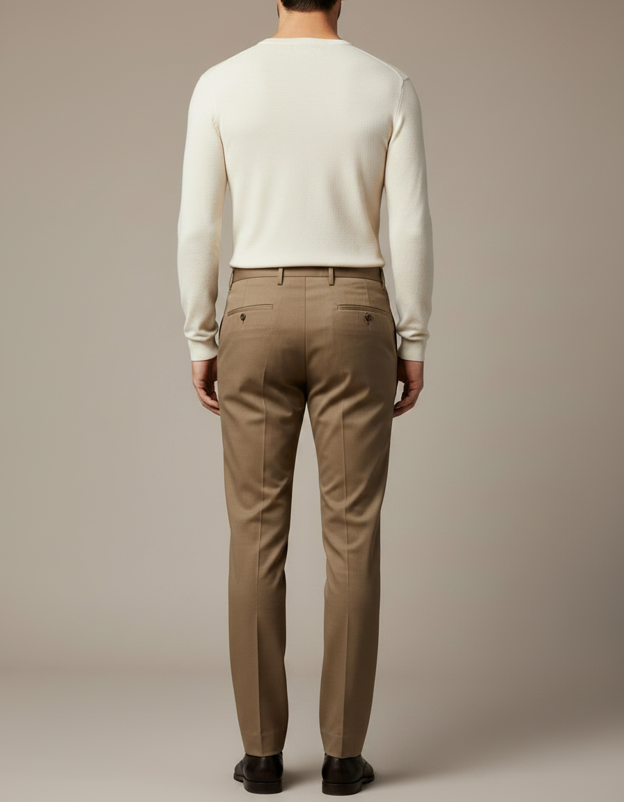 Pantalon Marron Homme Droit Élégant Classique Business - Gabardine - vue 2
