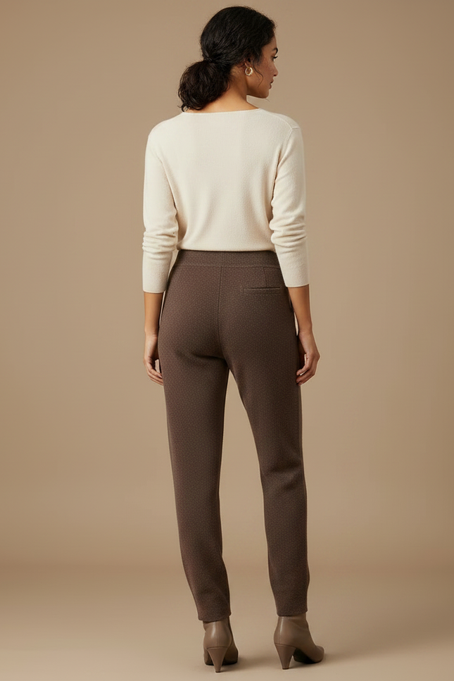 Pantalon Marron Laine Tricoté Confortable Élégant Femme - vue 2