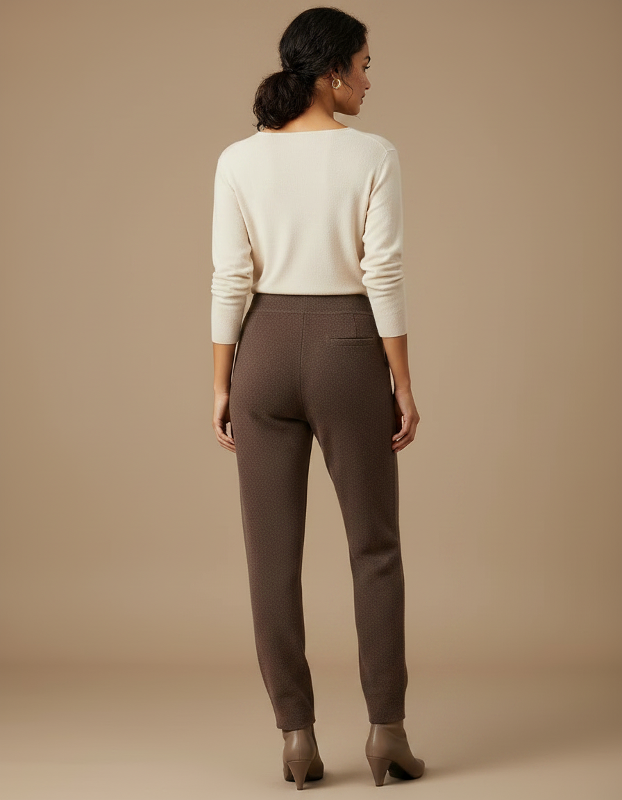Pantalon Marron Laine Tricoté Confortable Élégant Femme - vue 2
