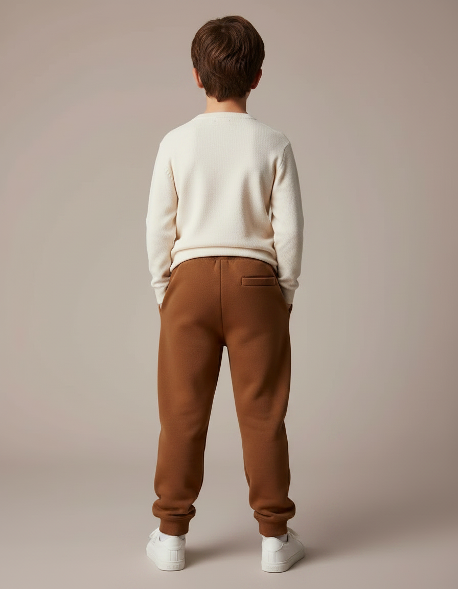Pantalon Marron Molletonné Ample Décontracté Enfant Cordon - vue 2