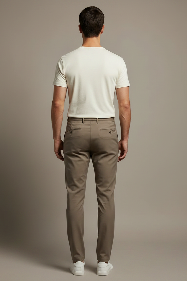 Pantalon Marron Coupe Droite Élégant Décontracté Homme - Gabardine - vue 2