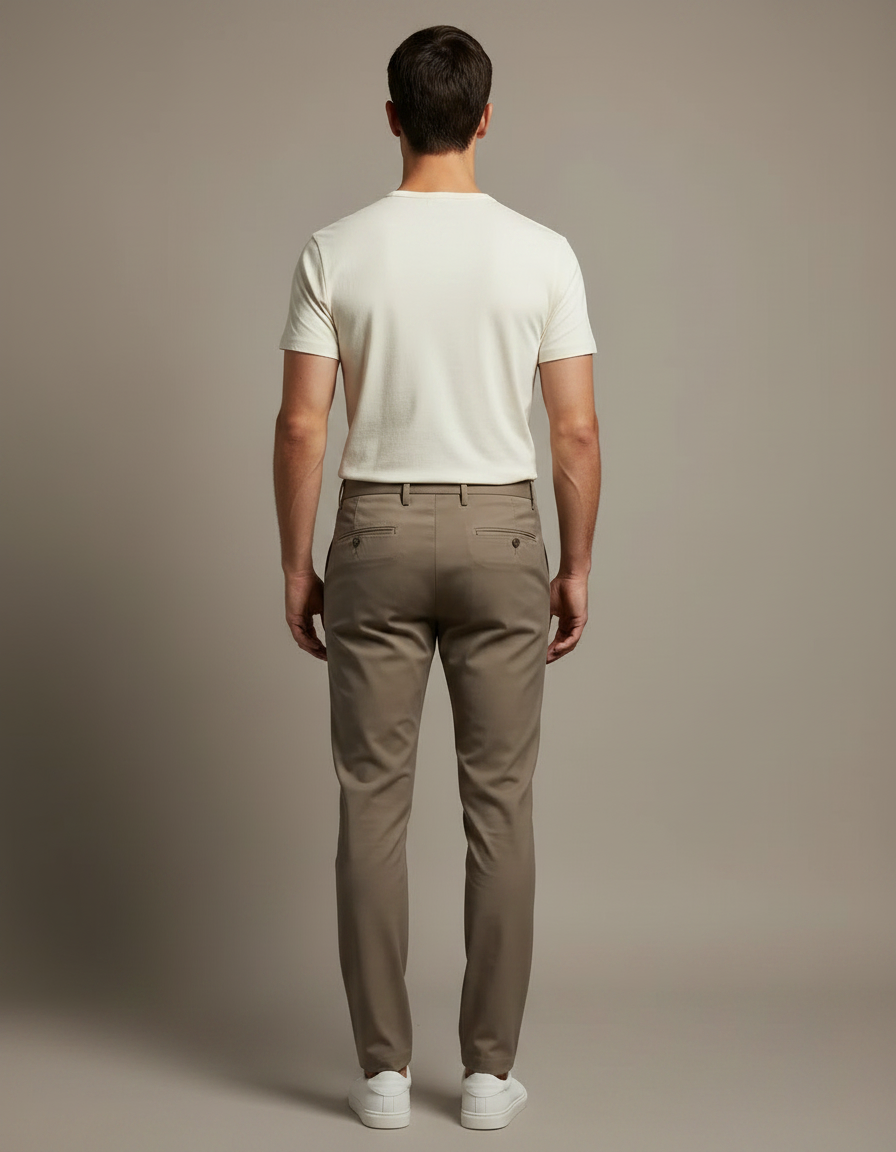 Pantalon Marron Coupe Droite Élégant Décontracté Homme - Gabardine - vue 2