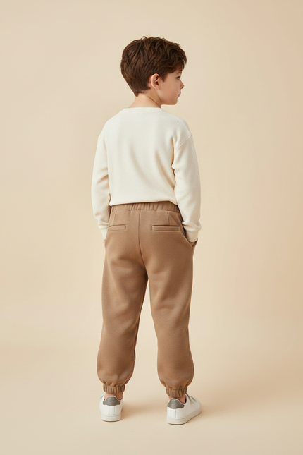 Pantalon Marron Coton Ample Décontracté Enfant Garçon - Molleton - vue 2