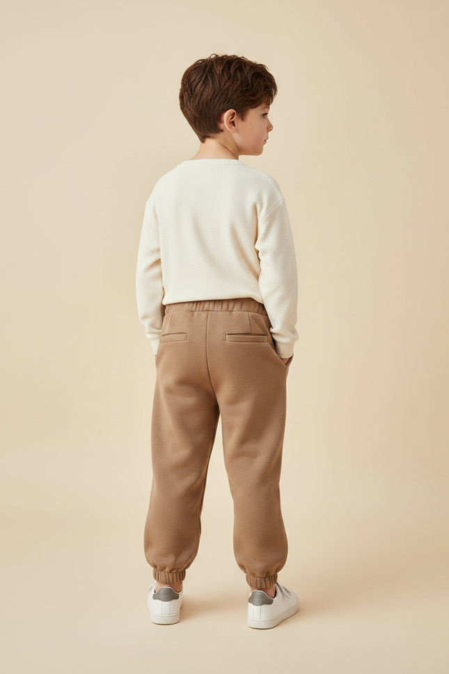 Pantalon Marron Coton Ample Décontracté Enfant Garçon - Molleton - vue 2