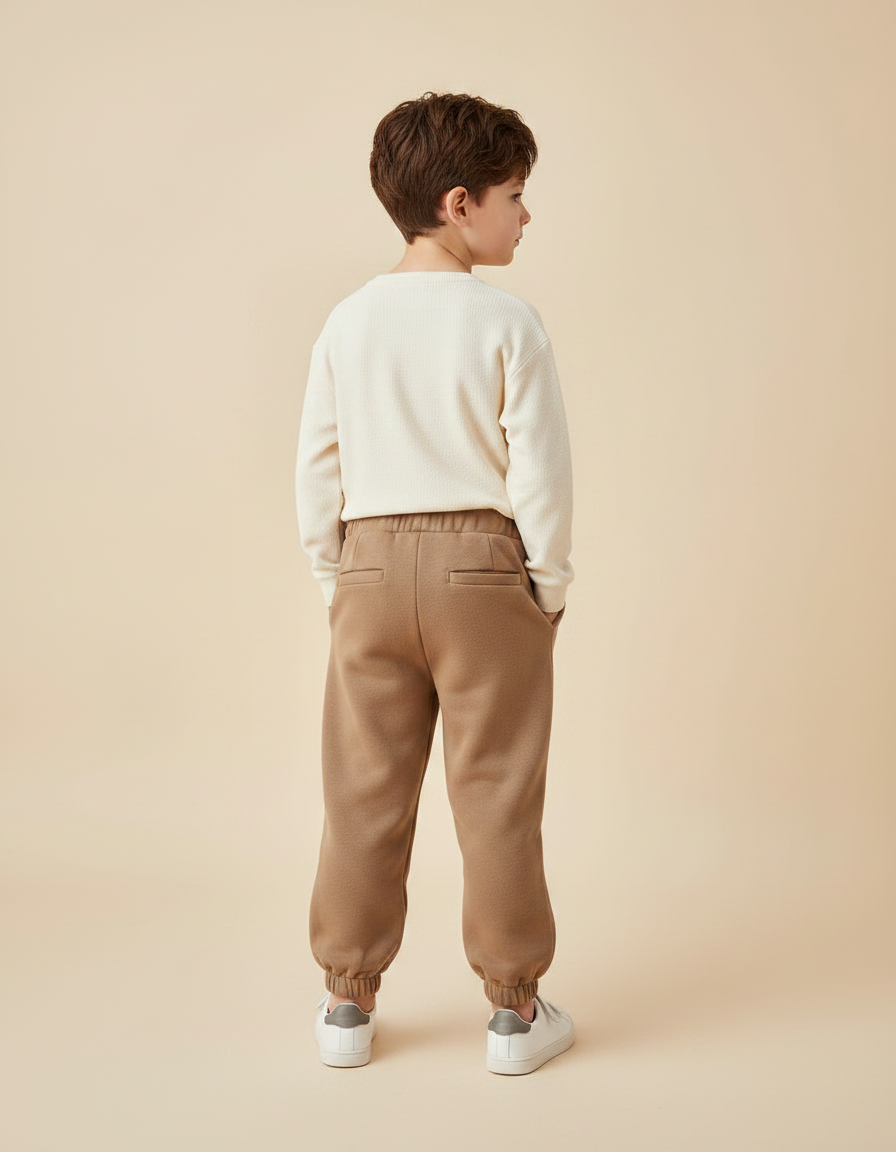 Pantalon Marron Coton Ample Décontracté Enfant Garçon - Molleton - vue 2