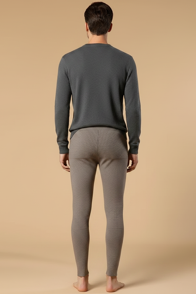 Pantalon Marron Laine Tricoté Slim Motif Homme - vue 2