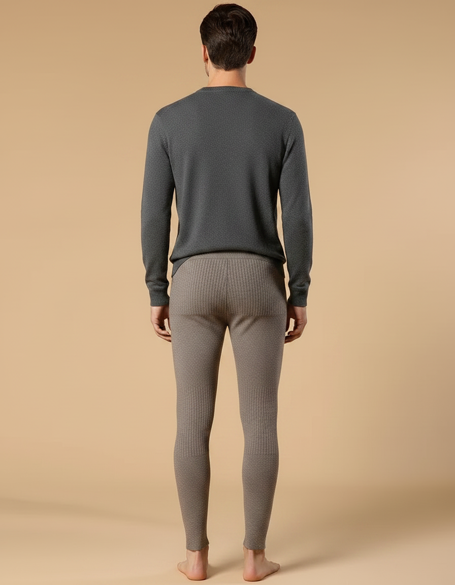 Pantalon Marron Laine Tricoté Slim Motif Homme - vue 2