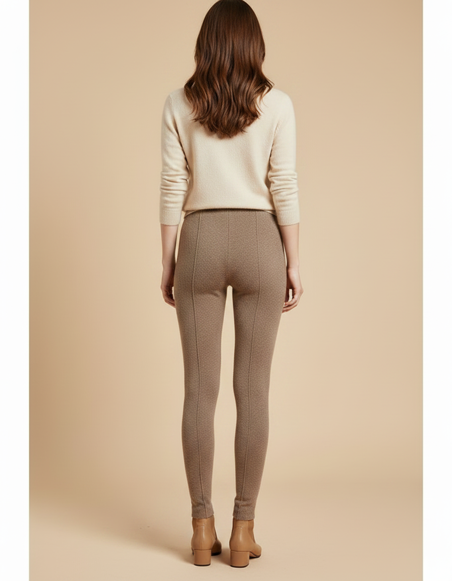 Pantalon Marron Cachemire Tricoté Slim Femme Hiver - Laine - vue 2