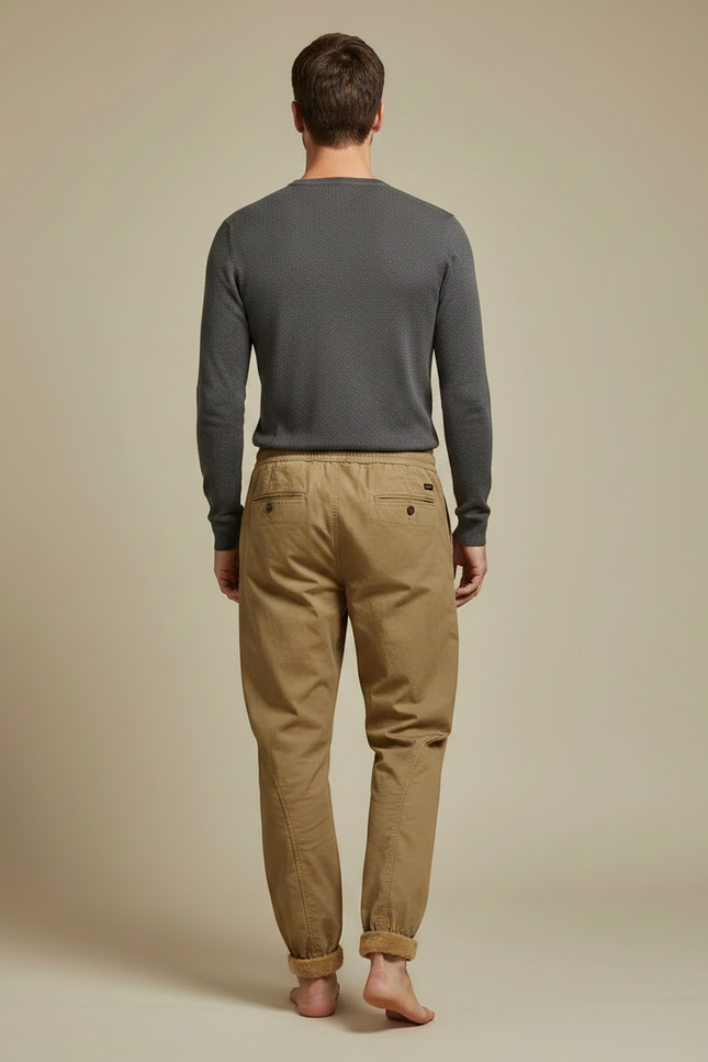 Pantalon Marron Cargo Velours Chaud Confortable Homme - Kaki Toile - vue 2