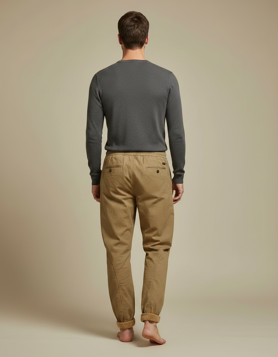 Pantalon Marron Cargo Velours Chaud Confortable Homme - Kaki Toile - vue 2