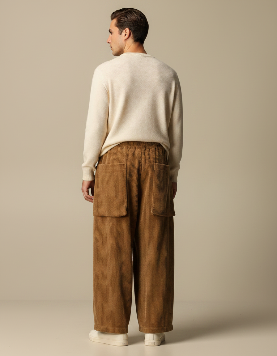 Pantalon Velours Marron - Cordé - vue 2