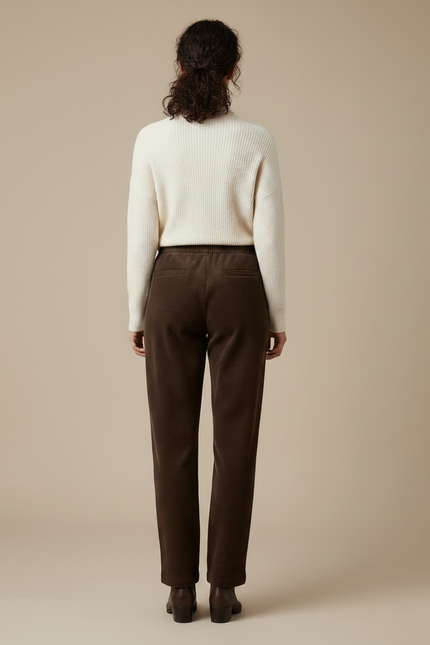 Pantalon Marron Velours Côtelé Ample Décontracté Élastique - Cordé - vue 2